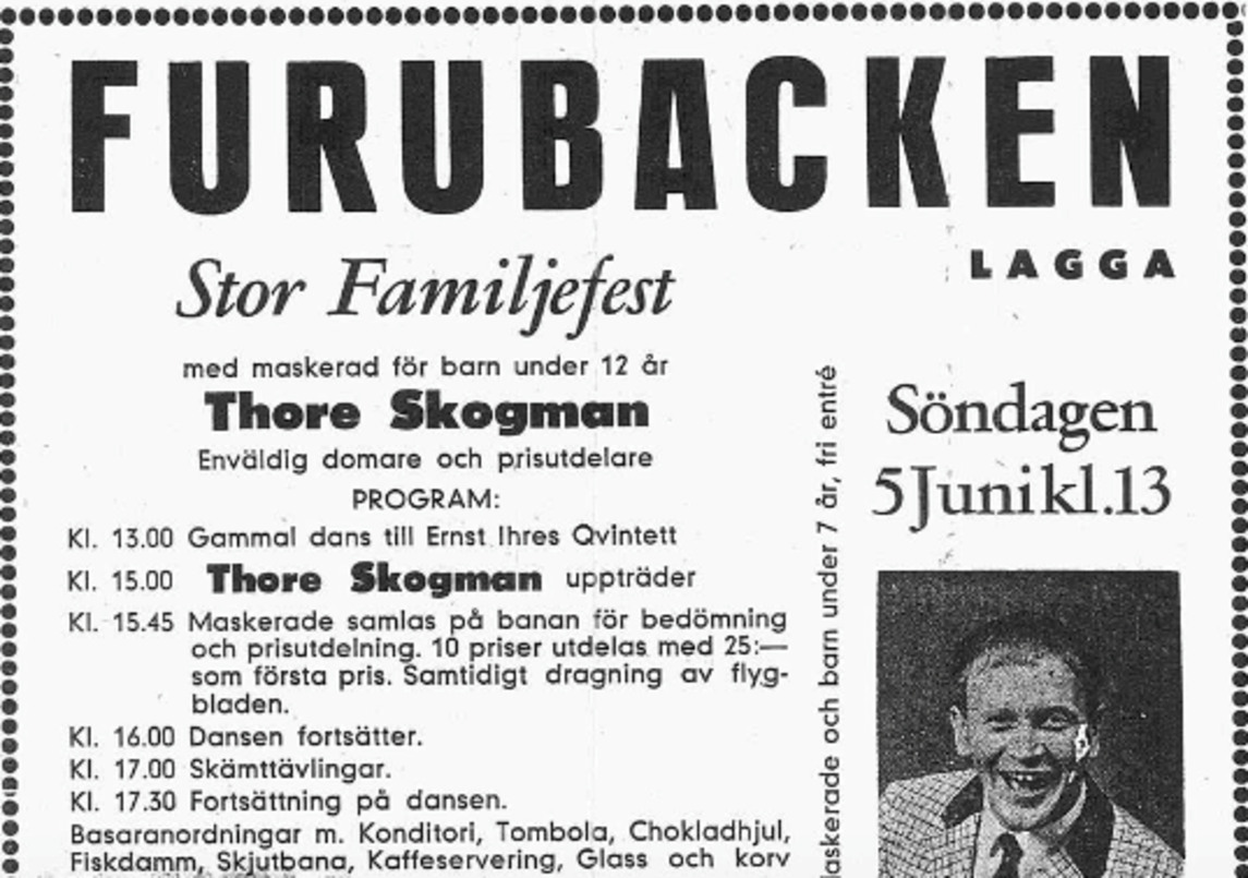 Festplatsen Furubacken, annons från 1966 eller 1967.