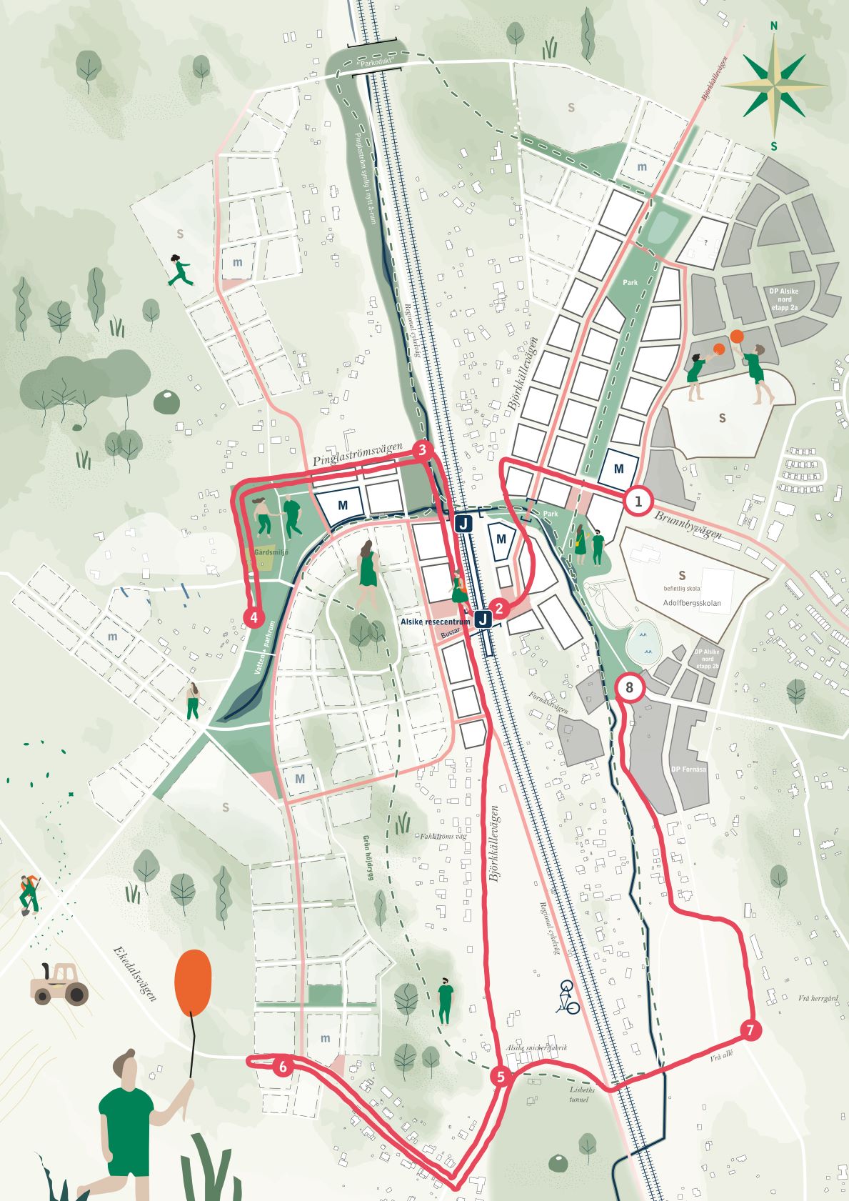 Karta över promenad i Alsike